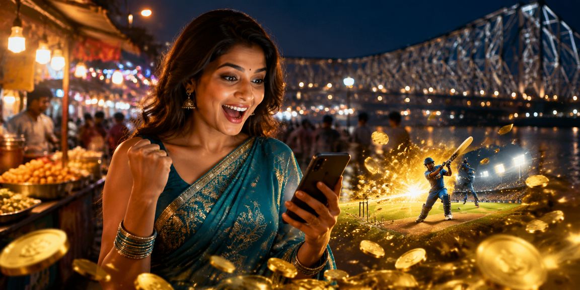 Cricket betting enthusiast in Kolkata wearing traditional saree
